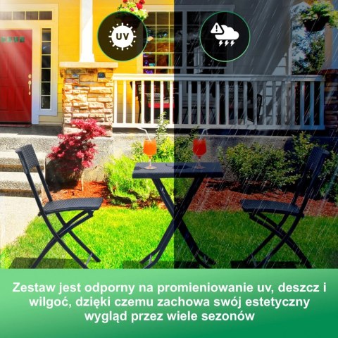 Mały zestaw mebli ogrodowych Black Forest | dwa krzesła + stolik czarny