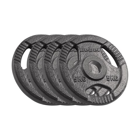 Obciążenie żeliwne olimpijskie zestaw 4x5kg, otwór 51mm, talerz z uchwytami, REBEL ACTIVE