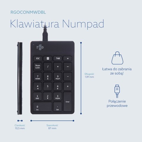 Klawiatura numeryczna R-Go Tools Numpad Break USB juodas