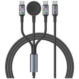 Kabel USAMS Huan Series 3w1 z ładowarką indukcyjną 72W do USB-C tarnish