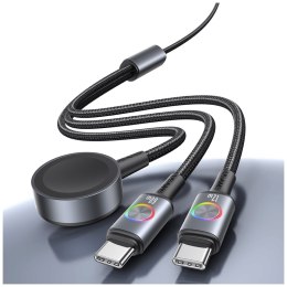 Kabel USAMS Huan Series 3w1 z ładowarką indukcyjną 72W do USB-C tarnish