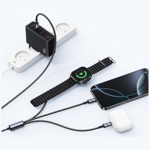 Kabel USAMS Huan Series 3w1 z ładowarką indukcyjną 72W do USB-C tarnish