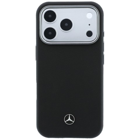 Etui Mercedes Leather Semi Wrap Grill Pattern MagSafe do iPhone 17 Pro czarny