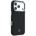 Etui Mercedes Leather Semi Wrap Grill Pattern MagSafe do iPhone 17 Pro czarny