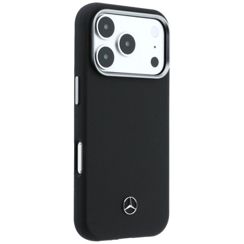 Etui Mercedes Leather Semi Wrap Grill Pattern MagSafe do iPhone 17 Pro czarny