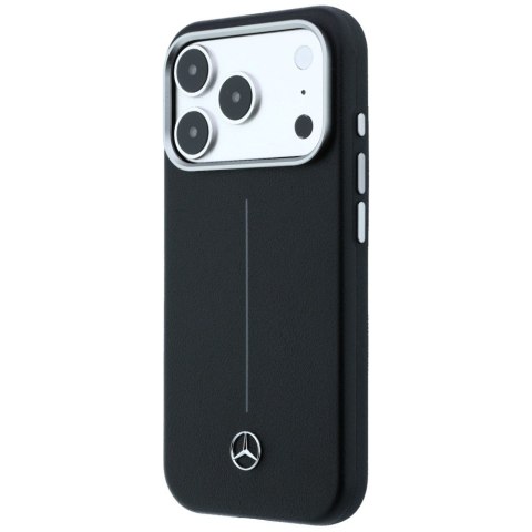 Etui Mercedes Leather Semi Wrap Iconic Line MagSafe do iPhone 17 Pro czarny