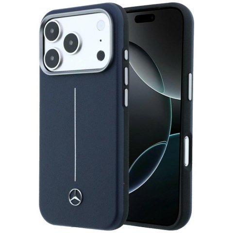 Etui Mercedes Leather Semi Wrap Iconic Line MagSafe do iPhone 17 Pro granatowy