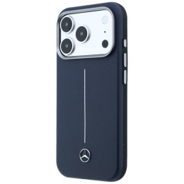 Etui Mercedes Leather Semi Wrap Iconic Line MagSafe do iPhone 17 Pro granatowy