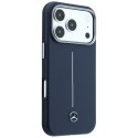 Etui Mercedes Leather Semi Wrap Iconic Line MagSafe do iPhone 17 Pro granatowy