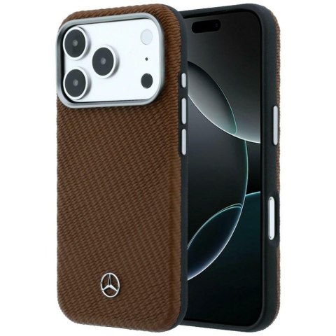 Etui Mercedes Leather Semi Wrap Wood Effect MagSafe do iPhone 17 Pro Max camel