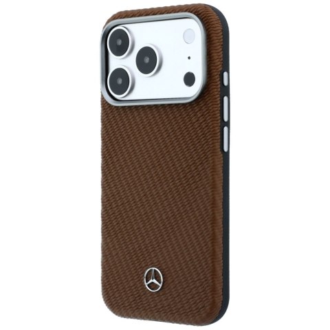 Etui Mercedes Leather Semi Wrap Wood Effect MagSafe do iPhone 17 Pro Max camel