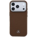 Etui Mercedes Leather Semi Wrap Wood Effect MagSafe do iPhone 17 Pro Max camel