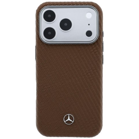 Etui Mercedes Leather Semi Wrap Wood Effect MagSafe do iPhone 17 Pro Max camel
