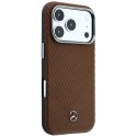 Etui Mercedes Leather Semi Wrap Wood Effect MagSafe do iPhone 17 Pro Max camel