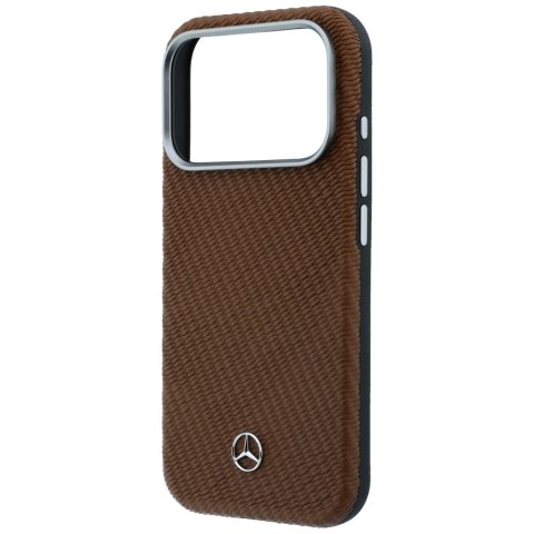 Etui Mercedes Leather Semi Wrap Wood Effect MagSafe do iPhone 17 Pro Max camel
