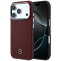 Etui Mercedes Leather Semi Wrap Wood Effect MagSafe do iPhone 17 Pro Max czerwony