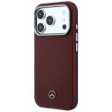 Etui Mercedes Leather Semi Wrap Wood Effect MagSafe do iPhone 17 Pro Max czerwony