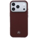 Etui Mercedes Leather Semi Wrap Wood Effect MagSafe do iPhone 17 Pro Max czerwony