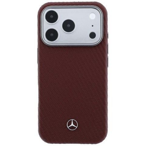 Etui Mercedes Leather Semi Wrap Wood Effect MagSafe do iPhone 17 Pro Max czerwony