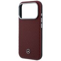 Etui Mercedes Leather Semi Wrap Wood Effect MagSafe do iPhone 17 Pro Max czerwony