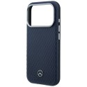 Etui Mercedes Leather Semi Wrap Wood Effect MagSafe do iPhone 17 Pro Max granatowy