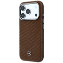 Etui Mercedes Leather Semi Wrap Wood Effect MagSafe do iPhone 17 Pro camel