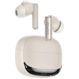 Słuchawki bezprzewodowe AWEI TA19 ANC Bluetooth 6.0 TWS + stacja dokująca beżowy