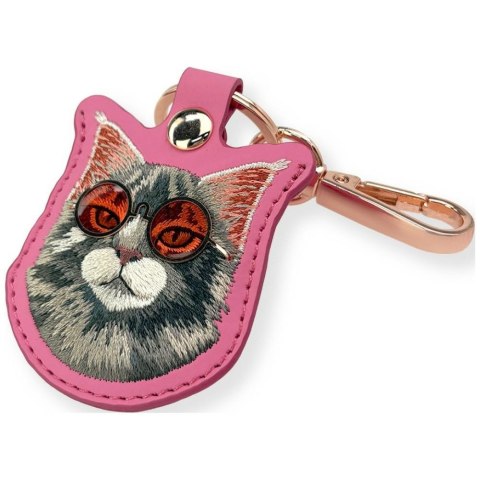 Etui na lokalizator / brelok Nimmy Glasses Cool and Cute Cat różowy