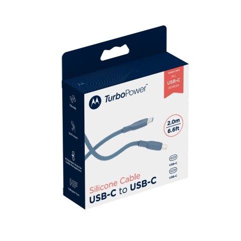 Kabel Motorola Silicone USB-C do USB-C 2m 100W 5A niebieski