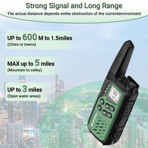 Krótkofalówka Baofeng BF-T25E zielona, 2 sztuki