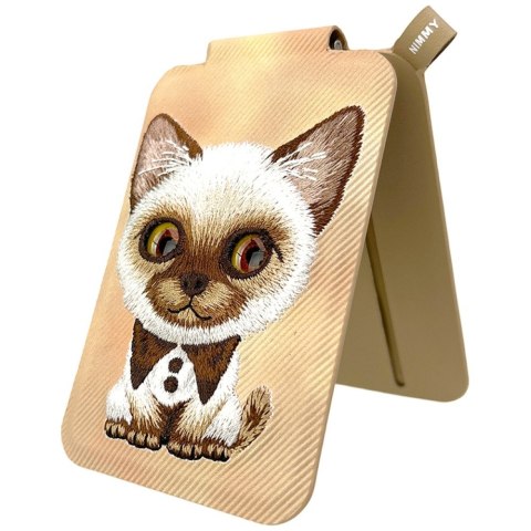 Magnetyczny portfel stojak na telefon Nimmy New Big-Eye Cute Pets 2.0 Cat brązowy