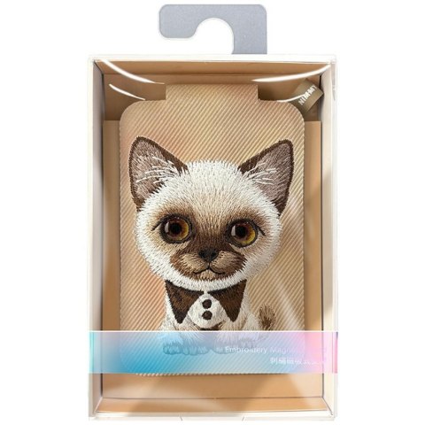 Magnetyczny portfel stojak na telefon Nimmy New Big-Eye Cute Pets 2.0 Cat brązowy