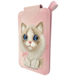 Magnetyczny portfel stojak na telefon Nimmy New Big-Eye Cute Pets 2.0 Cat różowy