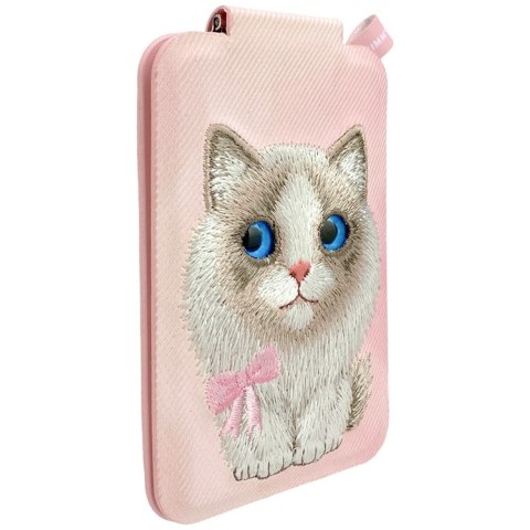 Magnetyczny portfel stojak na telefon Nimmy New Big-Eye Cute Pets 2.0 Cat różowy