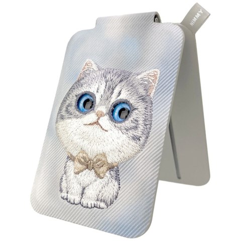 Magnetyczny portfel stojak na telefon Nimmy New Big-Eye Cute Pets 2.0 Cat szary