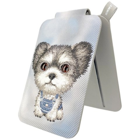 Magnetyczny portfel stojak na telefon Nimmy New Big-Eye Cute Pets 2.0 Dog szary