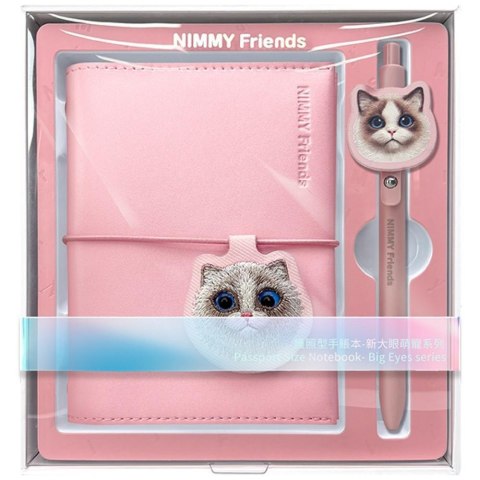 Zestaw 2w1 notatnik Nimmy New Big-Eye Cute Pets 2.0 + długopis Cat różowy