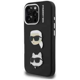 Etui Karl Lagerfeld FW Grained Karl & Choupette Heads Pins do iPhone 16 Pro Max czarny