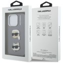 Etui Karl Lagerfeld FW Grained Karl & Choupette Heads Pins do iPhone 16 Pro szary