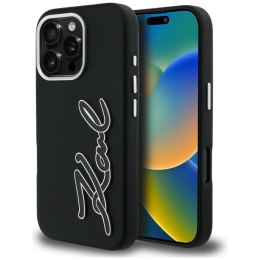 Etui Karl Lagerfeld FW Grained Signature Logo do iPhone 16 Pro czarny
