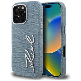 Etui Karl Lagerfeld FW Jeans Signature Logo do iPhone 16 Pro Max niebieski