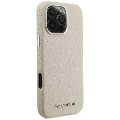 Etui Karl Lagerfeld FW Stamped Karl MagSafe do iPhone 16 Pro Max beżowy