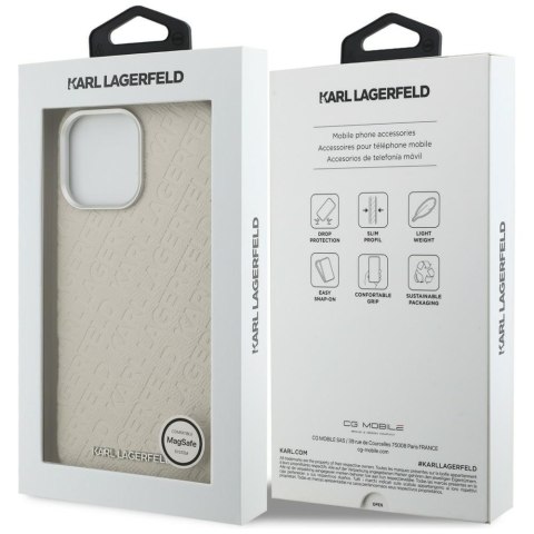 Etui Karl Lagerfeld FW Stamped Karl MagSafe do iPhone 16 Pro Max beżowy