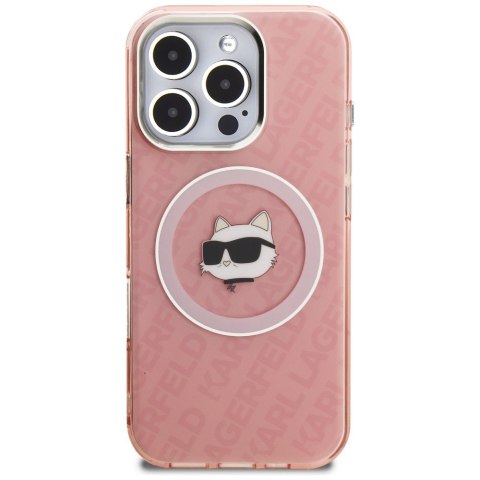 Etui Karl Lagerfeld IML Choupette Head Logo MagSafe do iPhone 16 Pro różowy