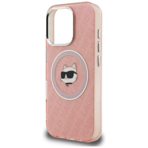 Etui Karl Lagerfeld IML Choupette Head Logo MagSafe do iPhone 16 Pro różowy