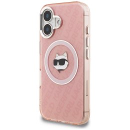 Etui Karl Lagerfeld IML Choupette Head Logo MagSafe do iPhone 16 różowy