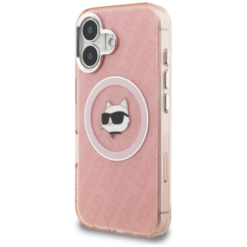 Etui Karl Lagerfeld IML Choupette Head Logo MagSafe do iPhone 16 różowy