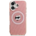 Etui Karl Lagerfeld IML Choupette Head Logo MagSafe do iPhone 16 różowy