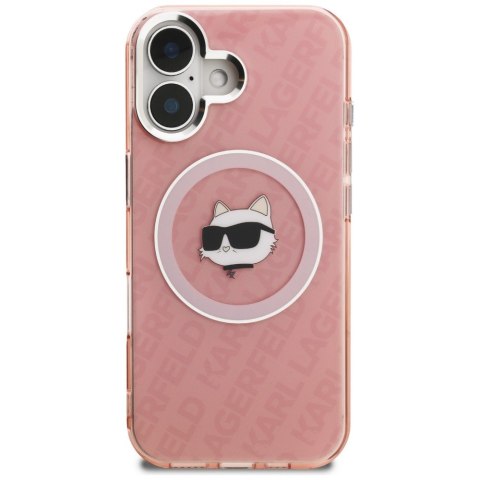 Etui Karl Lagerfeld IML Choupette Head Logo MagSafe do iPhone 16 różowy