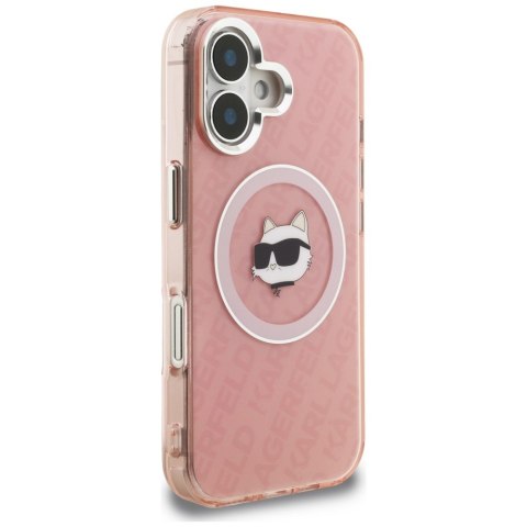 Etui Karl Lagerfeld IML Choupette Head Logo MagSafe do iPhone 16 różowy